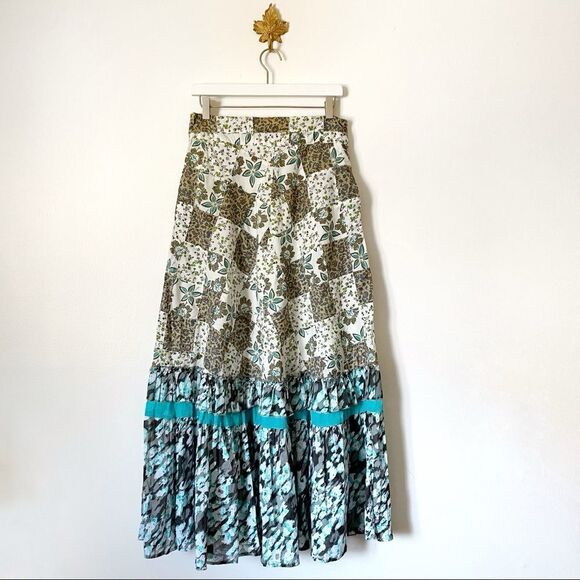 Anthropologie RAGA patchwork floral Maxi Skirt Medium NWT - Picture 1 of 7